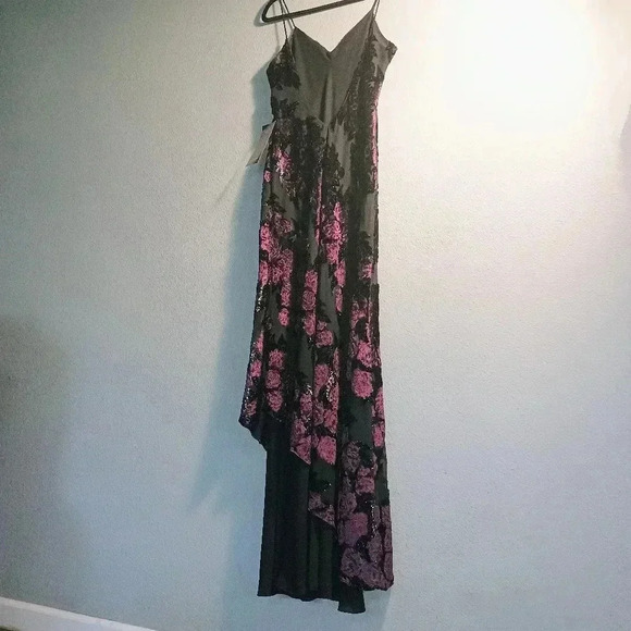 Vintage Niki by NikiLivas Maxi Floral Dress Asymmetrical Black Purple Formal NWT - Picture 15 of 15